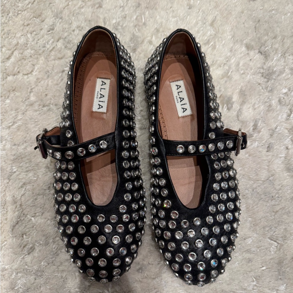 Alaia Black and Silver Studded ballet flats size 36